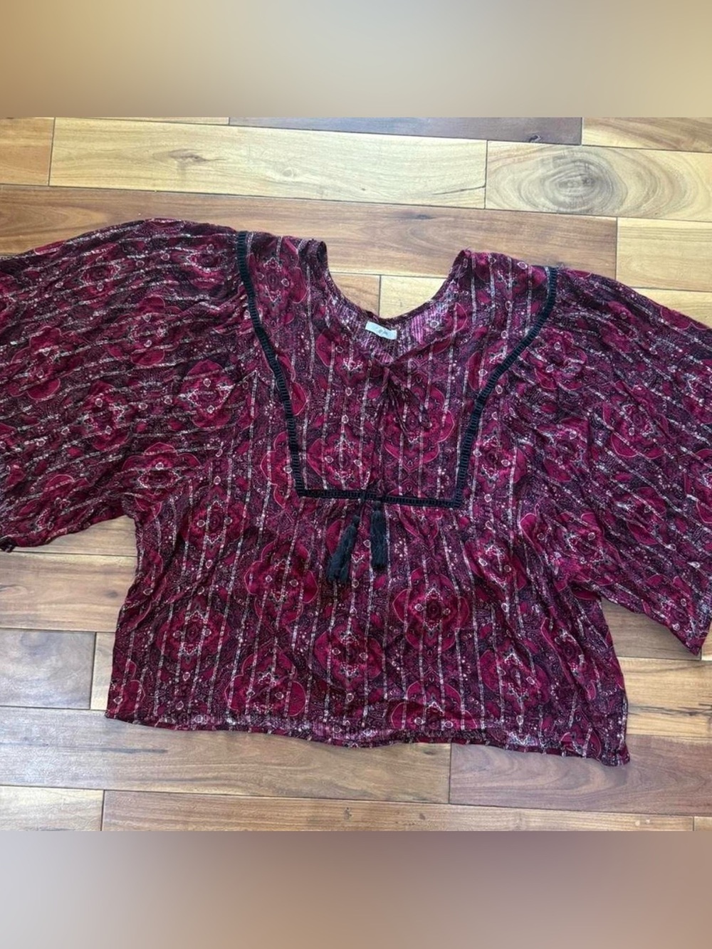 Women’s Maurice’s Boho burgundy Peasant Top